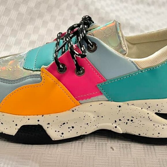 Size 8 M Women's Blue/Orange/Green/Pink Unbranded Gym Shoes - Picture 3 of 10